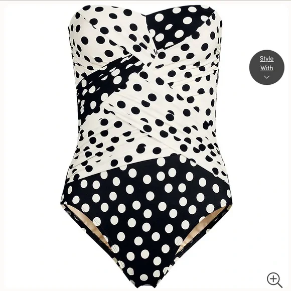 LANDS’ END LYCRA Women's Slender Suit Wrap Bandeau One Piece Swimsuit - Picture 8 of 14